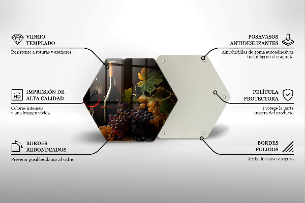 Glas Ceranfeldabdeckung Spritzschutz Glas Wein und Trauben