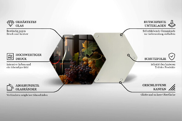 Glas Ceranfeldabdeckung Spritzschutz Glas Wein und Trauben