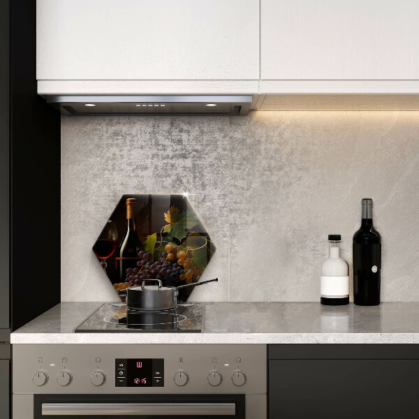 Glas Ceranfeldabdeckung Spritzschutz Glas Wein und Trauben