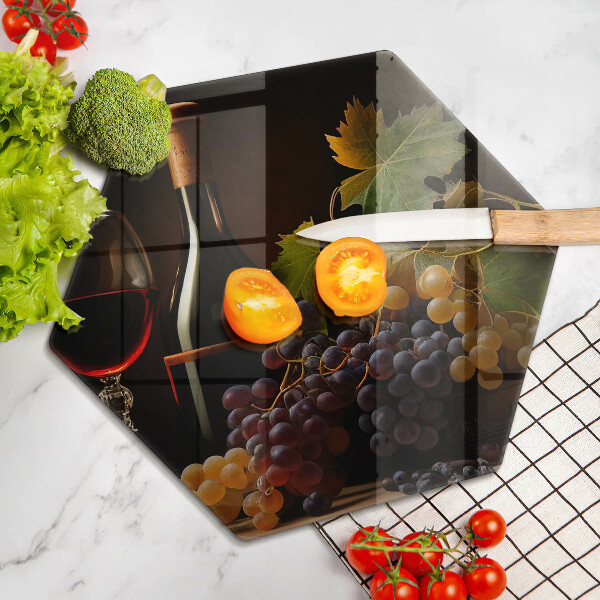 Glas Ceranfeldabdeckung Spritzschutz Glas Wein und Trauben