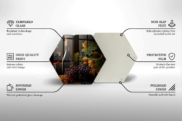 Glas Ceranfeldabdeckung Spritzschutz Glas Wein und Trauben