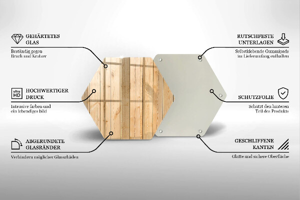 Glas Herdabdeckplatte Zarte Holzbretter