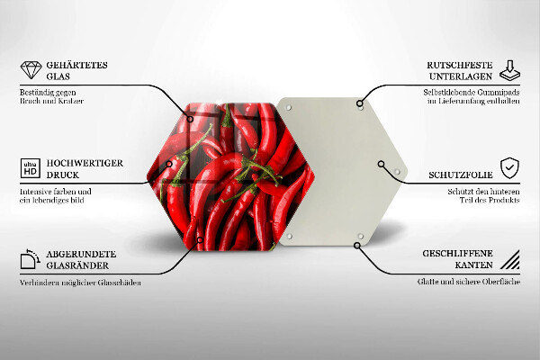 Glas Herdabdeckplatte Scharfe Chilischoten