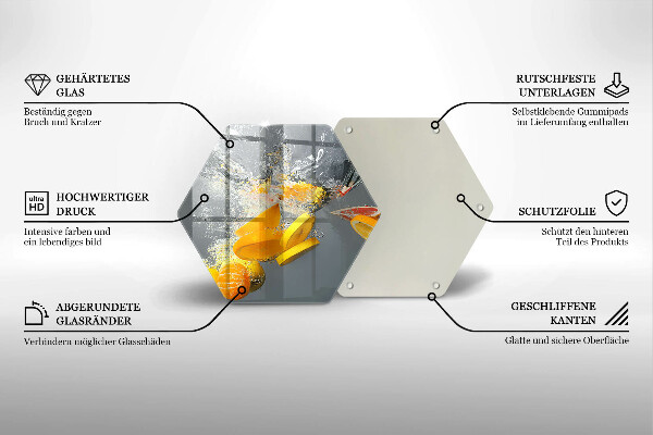 Glas Herdabdeckplatte Zitronen im Wasser