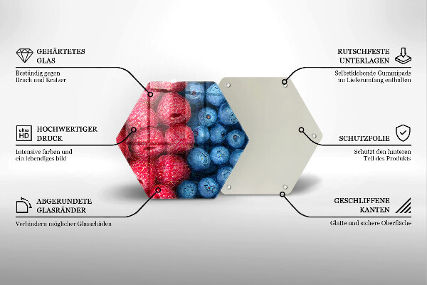 Glas Herdabdeckplatte Himbeer- und Blaubeerfrüchte