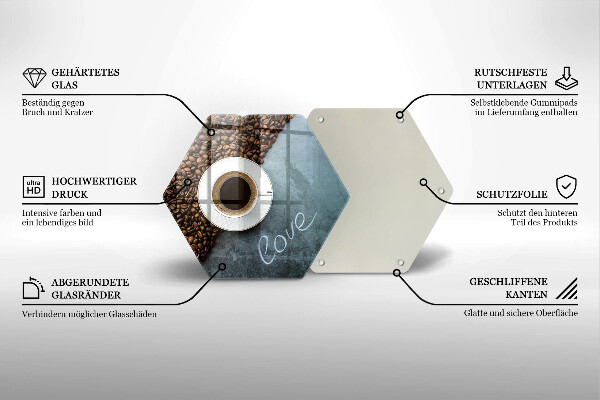 Glas Herdabdeckplatte Kaffeebohnen und Tasse