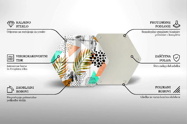 Glas Herdabdeckplatte Boho-Blättermuster