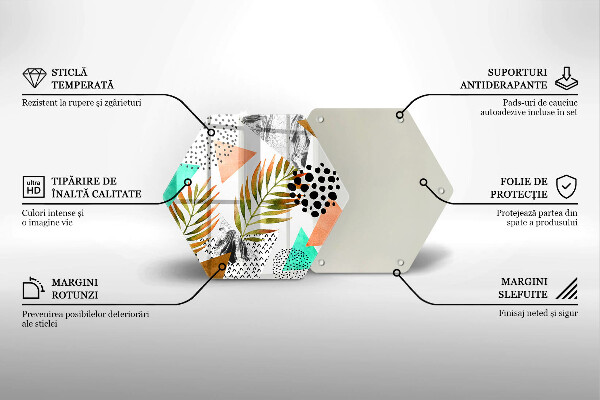 Glas Herdabdeckplatte Boho-Blättermuster