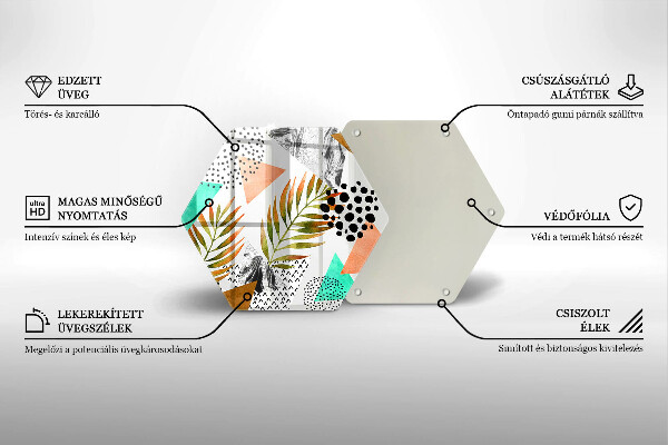 Glas Herdabdeckplatte Boho-Blättermuster