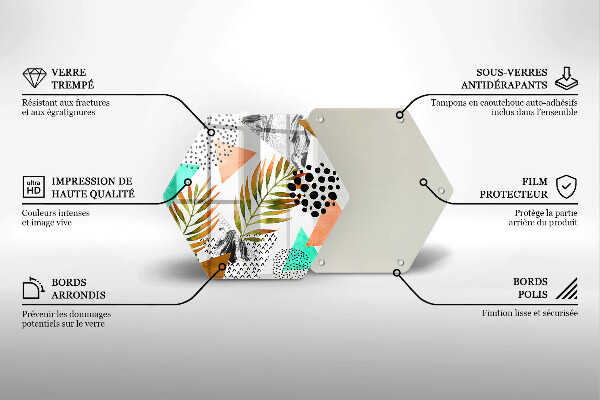 Glas Herdabdeckplatte Boho-Blättermuster