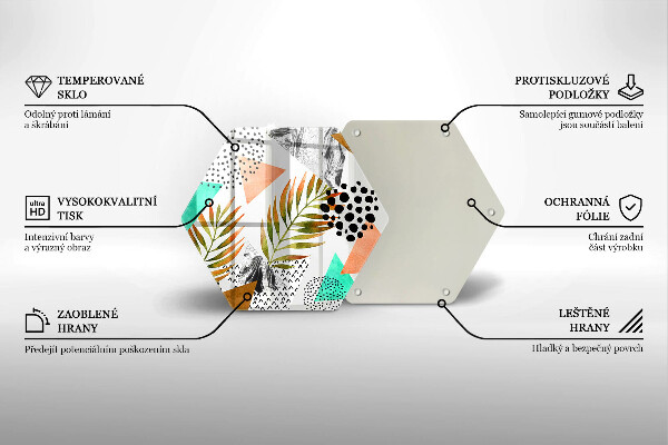 Glas Herdabdeckplatte Boho-Blättermuster