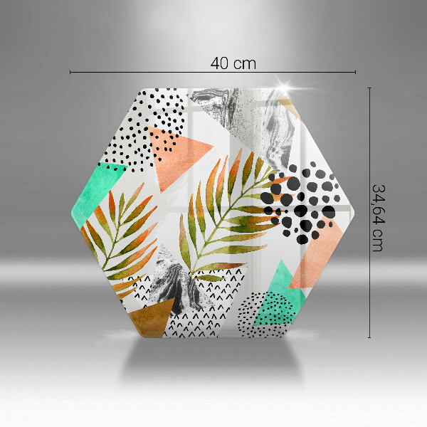 Glas Herdabdeckplatte Boho-Blättermuster