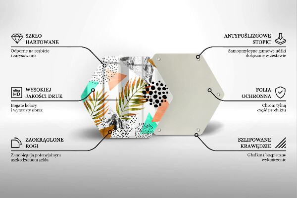 Glas Herdabdeckplatte Boho-Blättermuster