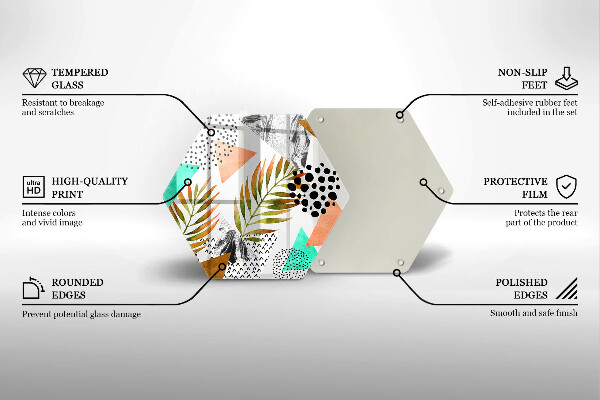 Glas Herdabdeckplatte Boho-Blättermuster