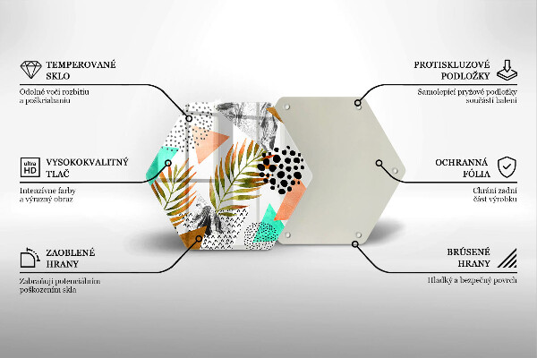 Glas Herdabdeckplatte Boho-Blättermuster