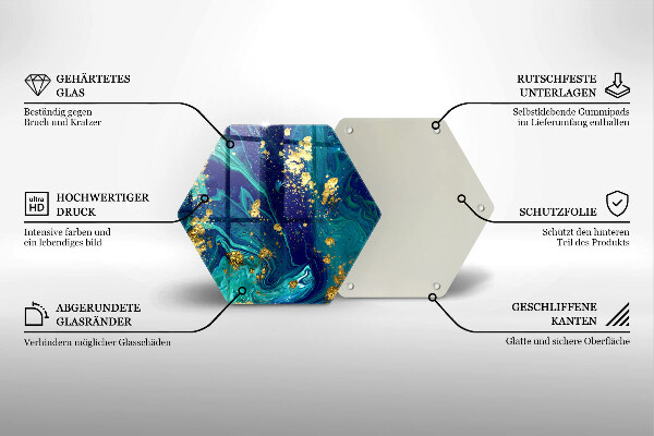 Glas Herdabdeckplatte Abstraktion mit Gold