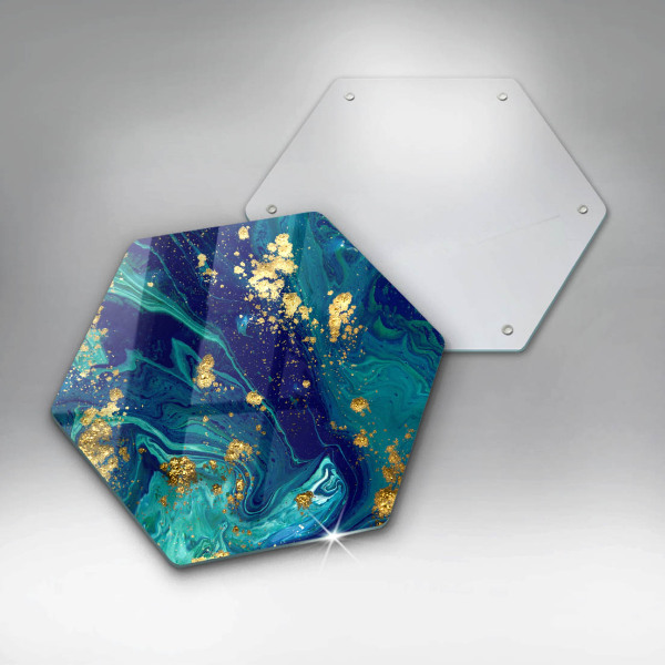 Glas Herdabdeckplatte Abstraktion mit Gold