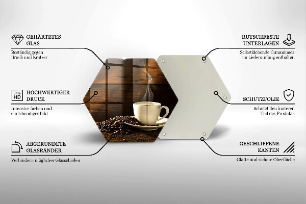 Glas Herdabdeckplatte Kaffeetasse aus Holz