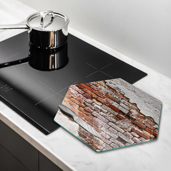 Glas Herdabdeckplatte Alte Ziegel- und Betonmauer