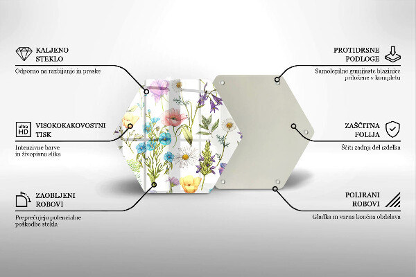 Glas Herdabdeckplatte Blumenillustration