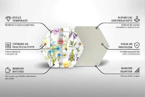 Glas Herdabdeckplatte Blumenillustration