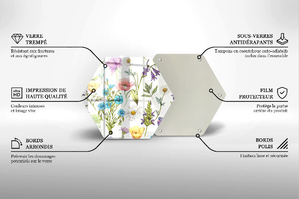 Glas Herdabdeckplatte Blumenillustration