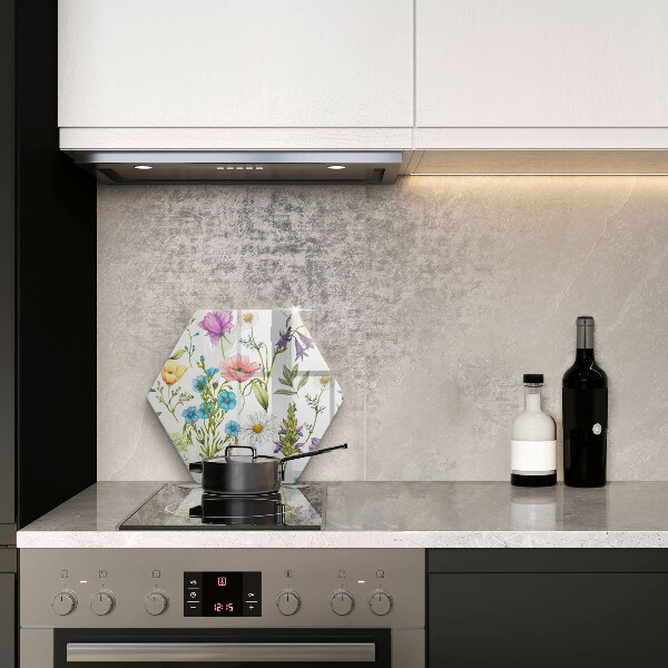 Glas Herdabdeckplatte Blumenillustration