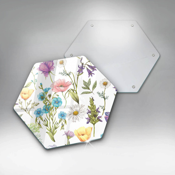 Glas Herdabdeckplatte Blumenillustration