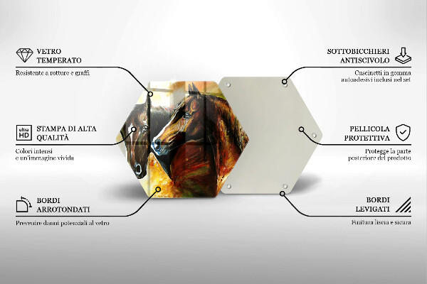 Glas Herdabdeckplatte Tiere Pferde