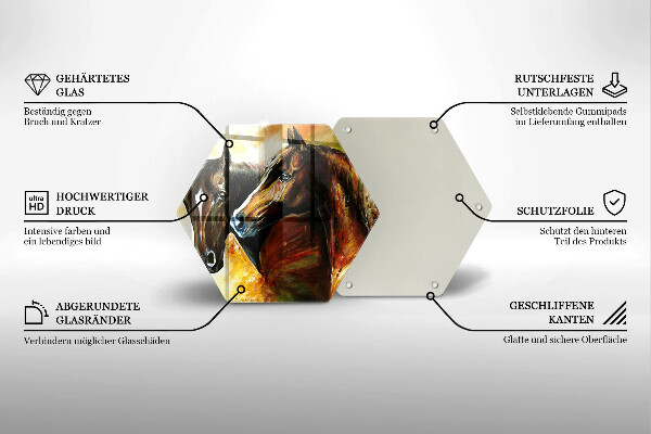 Glas Herdabdeckplatte Tiere Pferde