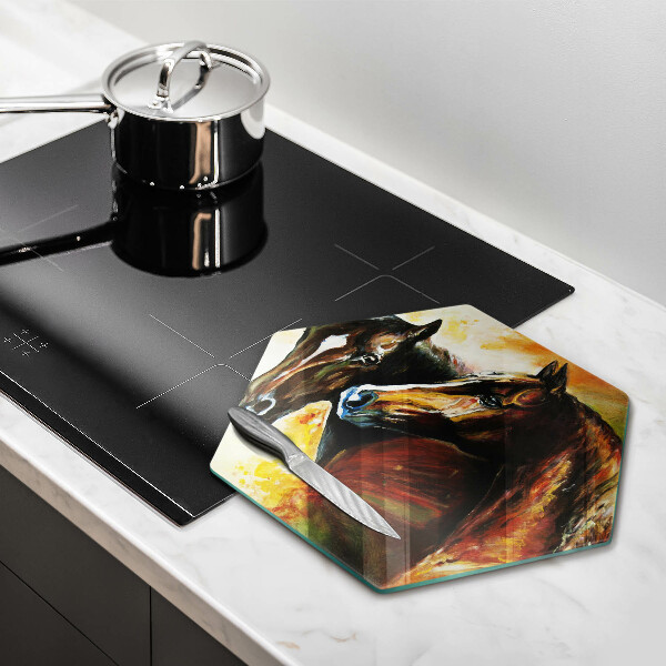 Glas Herdabdeckplatte Tiere Pferde