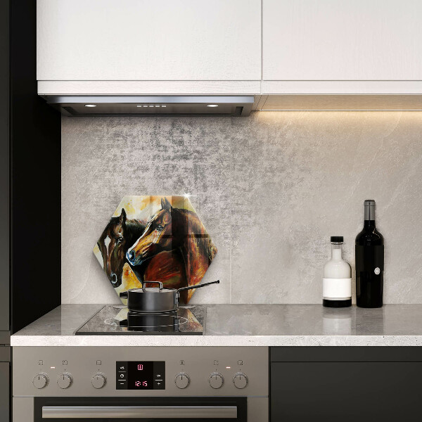 Glas Herdabdeckplatte Tiere Pferde