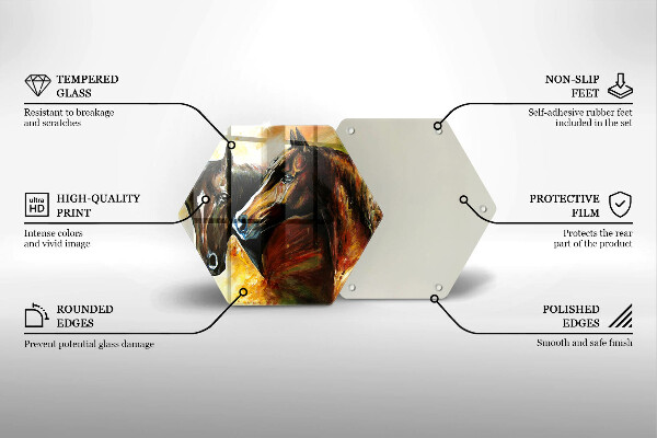Glas Herdabdeckplatte Tiere Pferde