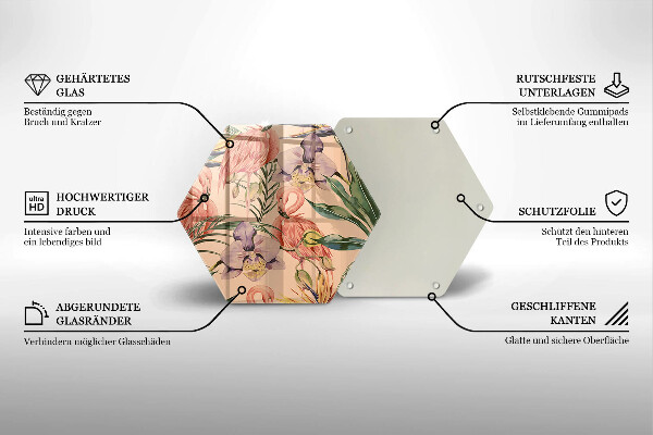 Glas Herdabdeckplatte Flamingos-Illustration