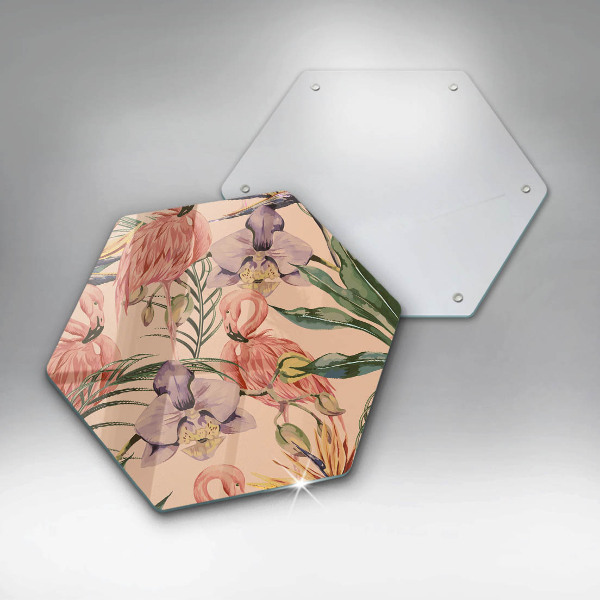 Glas Herdabdeckplatte Flamingos-Illustration