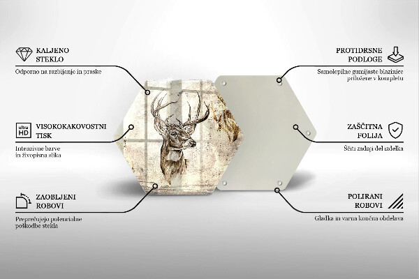 Glas Herdabdeckplatte Hirsch-Tierillustration