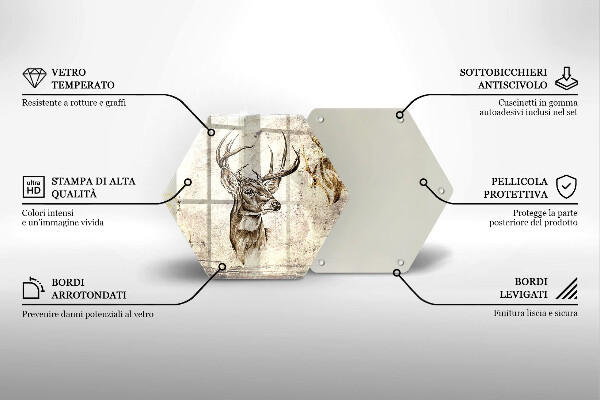 Glas Herdabdeckplatte Hirsch-Tierillustration
