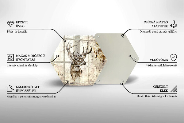 Glas Herdabdeckplatte Hirsch-Tierillustration