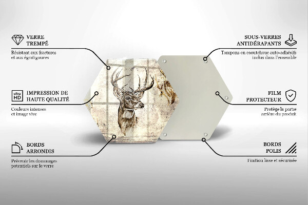 Glas Herdabdeckplatte Hirsch-Tierillustration