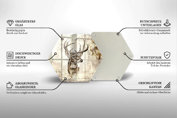 Glas Herdabdeckplatte Hirsch-Tierillustration