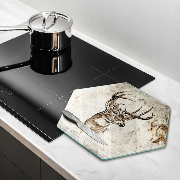Glas Herdabdeckplatte Hirsch-Tierillustration