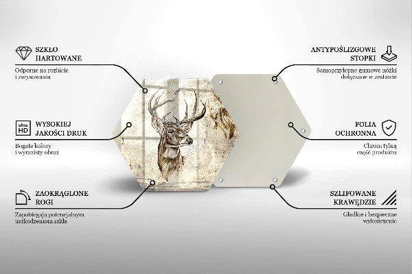 Glas Herdabdeckplatte Hirsch-Tierillustration