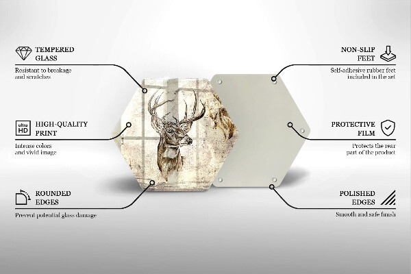 Glas Herdabdeckplatte Hirsch-Tierillustration