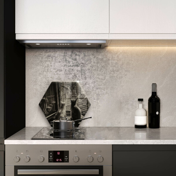 Glas Herdabdeckplatte Katzenstadt und Fenster