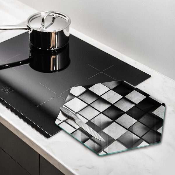 Glas Herdabdeckplatte Abstrakte 3D-Quadrate