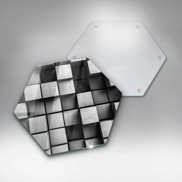 Glas Herdabdeckplatte Abstrakte 3D-Quadrate