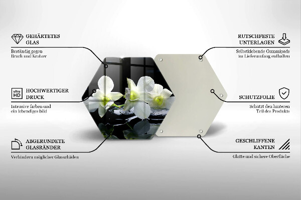 Glas Herdabdeckplatte Weiße Blumen in Zen-Wasser