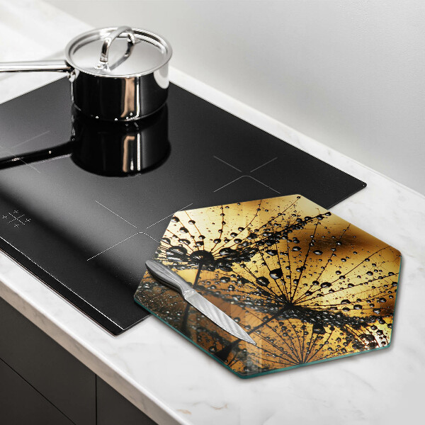 Glas Herdabdeckplatte Tau und Löwenzahn