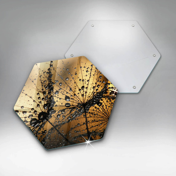 Glas Herdabdeckplatte Tau und Löwenzahn