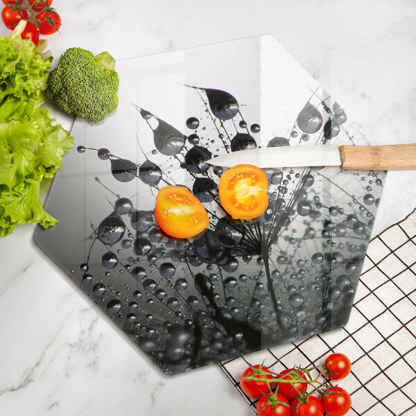 Glas Herdabdeckplatte Löwenzahn und Tau